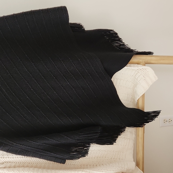 BCBG MaxAzria Fringed Turtleneck Poncho Cape - Picture 3 of 5